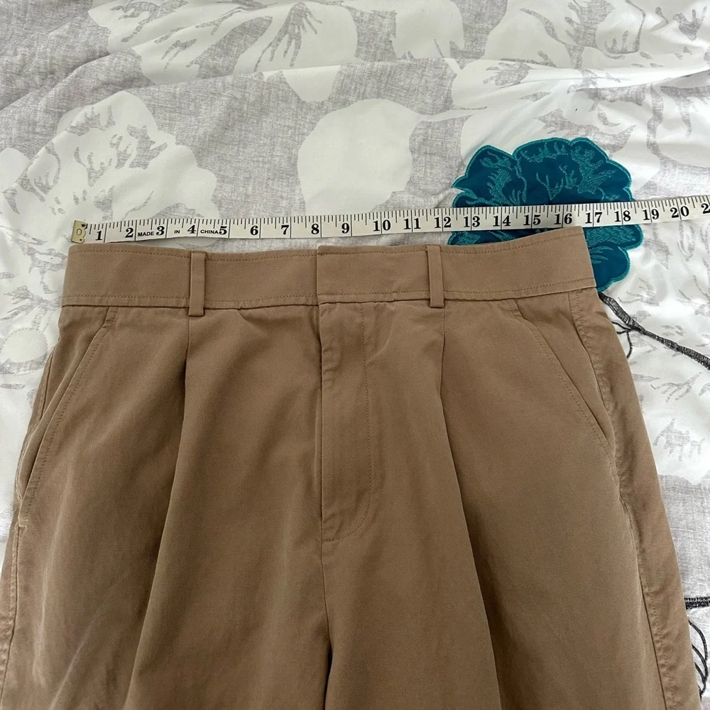 Everlane Trousers Women’s 12 Tan Pleated High Rise Chino Tapered Leg Pants
